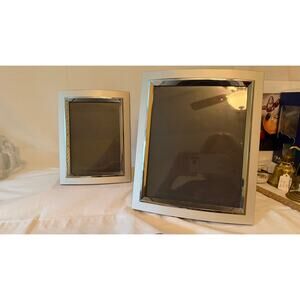 Frames Set of two silver tone metal with black velvet back 5x7 8x10